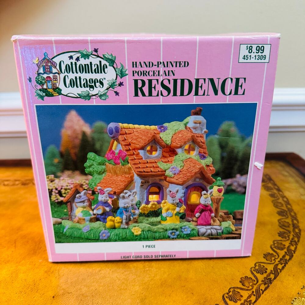 Cottontale Cottages Easter Village Bunny Residence House Hand Painted Whimsical